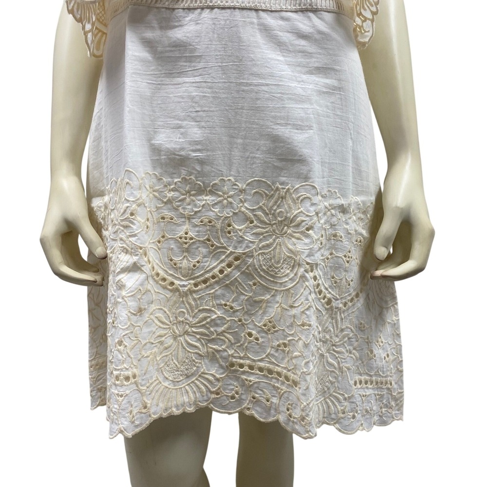 Chelsea & Violet Ivory Eyelet Lace Mini Dress Two Tier Embroidered‎ Skirt Md NWT - Picture 12 of 16